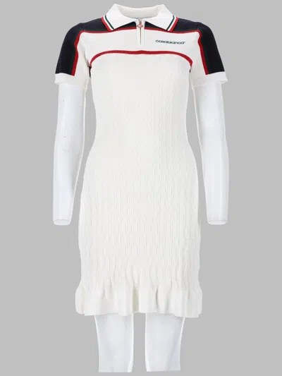 Casablanca Mini Polo Tennis Gown In Sweater Knit In White