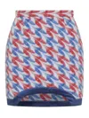 Casablanca Wool Blend Mini Skirt With Printed Houndstooth Pattern In Blue
