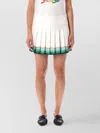 Casablanca High-waisted Pleated Silk Skirt With Colorful Hemline In White