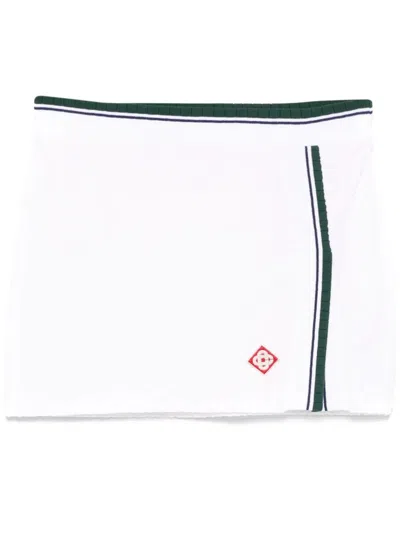 Casablanca Textured Knit Miniskirt Contrast Trim In White