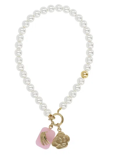 Casablanca Mini Statement Necklace With Quartz And Brass Accents In Multi