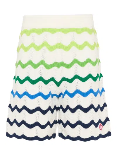 Casablanca Mini Wave Pattern Knit Shorts With Sophisticated Waistband In Multicolour