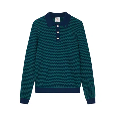 Pre-owned Casablanca Mini Wave Polo 'navy/green' | Blue | Men's Size M