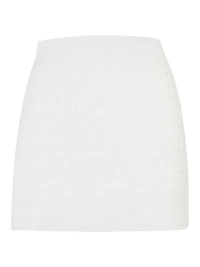 Casablanca High-waisted Textured Cotton Blend Miniskirt In White