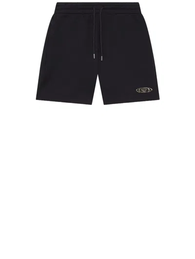Casablanca Minimalist Cotton Shorts With Logo And Adjustable Waistband In Black