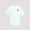 Casablanca Green T-shirt With Crewneck And Logo On The Front And Maxi Logo On The Back In Blue