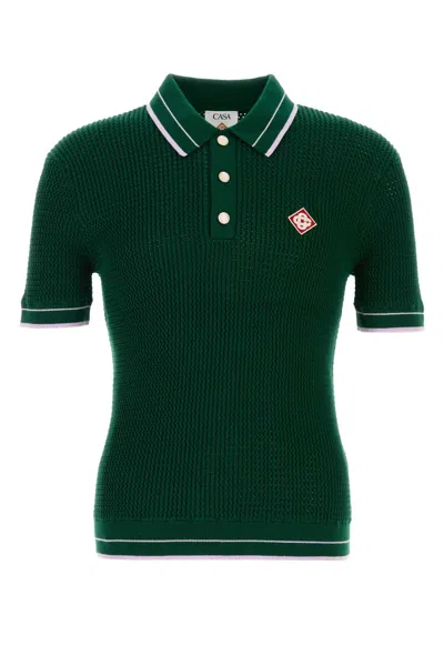 Casablanca Mock Mini Crochet Polo In Green