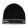 Casablanca Fuzzy Black Mohair Beanie With Contrasting Stripes In Black