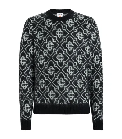 Casablanca Mohair-blend Monogram Sweater In Gray