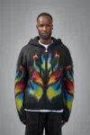 Casablanca Mohair Zip Hoodie Laurel Flame In Black