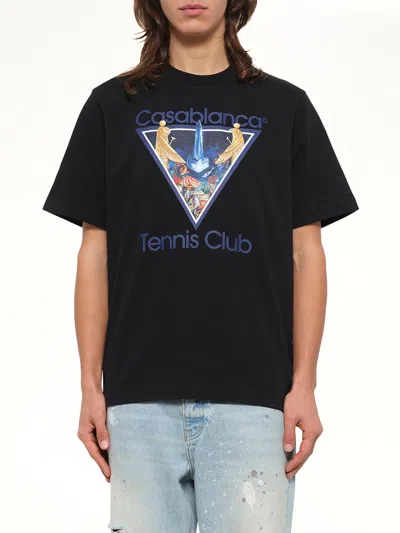 Casablanca Monde Perdu Tennis Club Icon Printed Classic T-shirt In Black