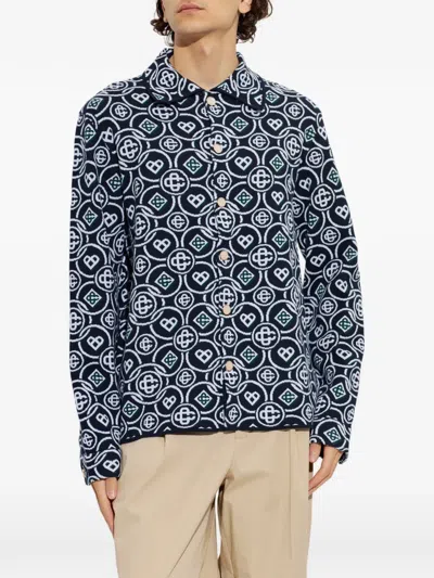 Casablanca Monogram Cardigan In Blue