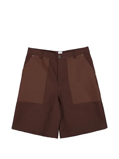 Casablanca Monogram Contrast Pocket Shorts In Brown