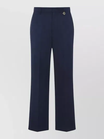 Casablanca Monogram Chino Trousers Belt Loops Detail In Blue