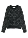 Casablanca Textured Gray Sweater With Fuzzy Pattern In Black
