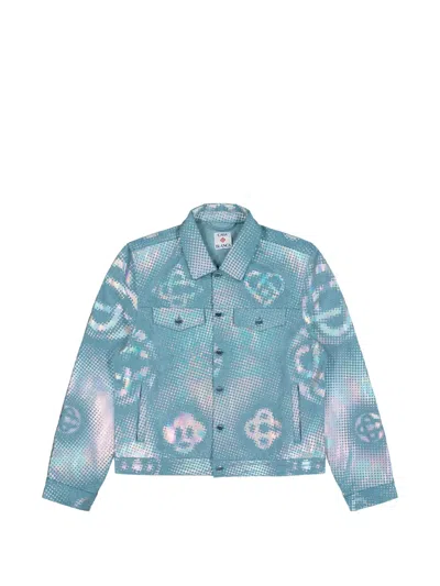 Casablanca Short Cotton Jacket Collar Neckline In Gray