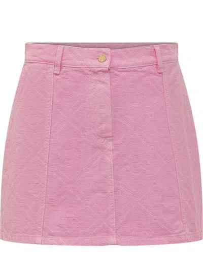 Casablanca Monogram Denim Mini Skirt In Pink