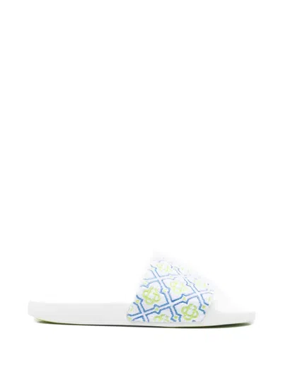 Casablanca Monogram-detail Open-toe Slides In White