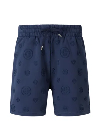 Casablanca Patterned Drawstring-waistband Track Shorts In Blue