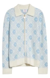 Casablanca Monogram Full Zip Cardigan In Brown