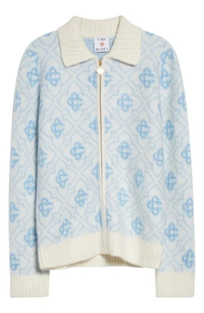 Casablanca Monogram Full Zip Cardigan In Brown