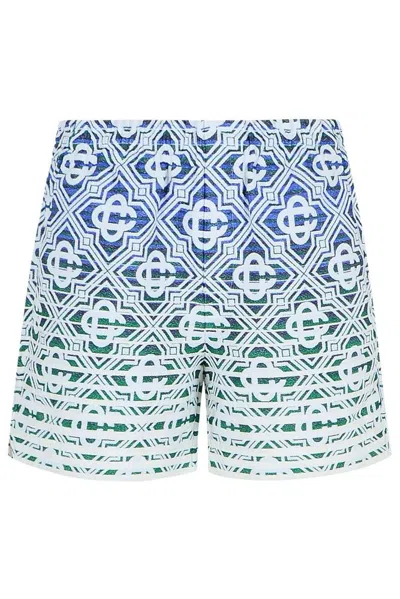 Casablanca Stripe Bermuda Shorts In Multicolor Cotton Blend