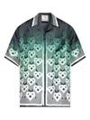 Casablanca Men Gradient Monogram Short Sleeve Silk Shirt In Green