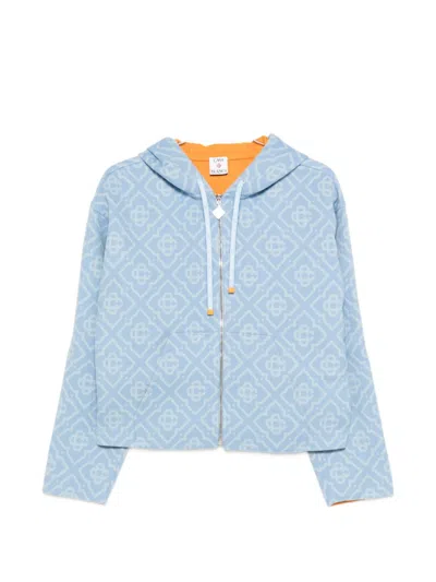 Casablanca Monogram Hooded Jacket In Blue