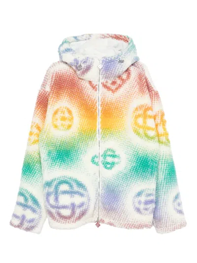 Casablanca Monogram Zip-up Hooded Jacket In Animal Print