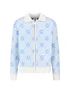 Casablanca Refined Wool Blend Sweatshirt With Classic Collar In Blue