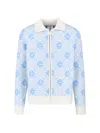Casablanca Refined Wool Blend Sweatshirt With Classic Collar In Blue