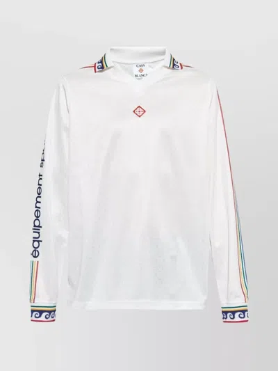 Casablanca Monogram Jacquard Football Polo Shirt In White