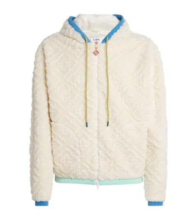 CASABLANCA MONOGRAM JACQUARD OVERSIZED FLEECE JACKET