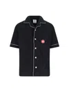 Casablanca Black Shirt With Classic Lapels And All-over Embossed Monogram In Black