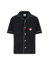 Casablanca Black Shirt With Classic Lapels And All-over Embossed Monogram In Black