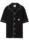 Casablanca Black Shirt With Classic Lapels And All-over Embossed Monogram