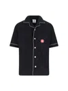 Casablanca Black Shirt With Classic Lapels And All-over Embossed Monogram