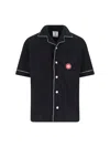 Casablanca Black Shirt With Classic Lapels And All-over Embossed Monogram In Black
