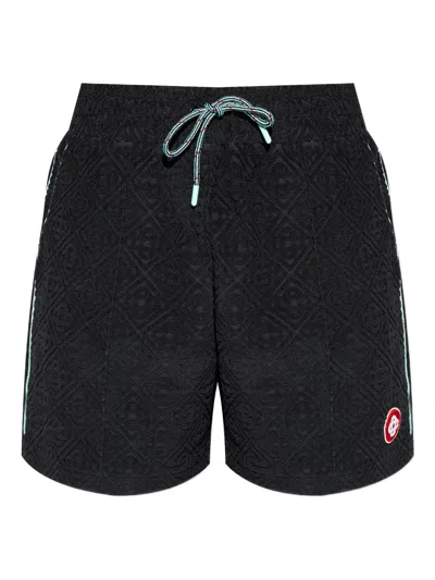 Casablanca Monogram Jacquard Towelling Shorts In Blue