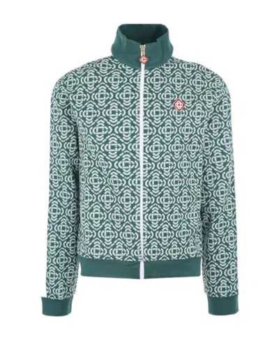 Casablanca Monogram-jacquard Zip-up Jacket In Green