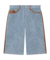 Casablanca Blue Monogram Denim Shorts In Blue