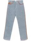 Casablanca Monogram Pattern Denim Trousers With Front And Back Pockets In Blue