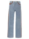 Casablanca Monogram Pattern Denim Trousers With Front And Back Pockets In Blue