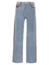 Casablanca Monogram Pattern Denim Trousers With Front And Back Pockets In Blue