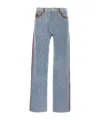 Casablanca Monogram Pattern Denim Trousers With Front And Back Pockets In Blue