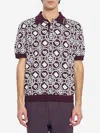 Casablanca Monogram Knit Short-sleeved Polo T-shirt In Burgundy