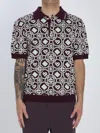 Casablanca Monogram Knit Short-sleeved Polo T-shirt In Purple