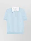 Casablanca Light Blue Polo With Classic Collar And All-over Logo Motif In Cotton Man