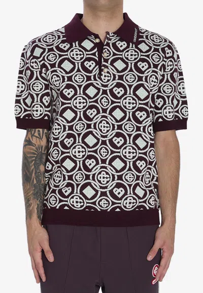Casablanca Monogram Knit Short-sleeved Polo T-shirt In Multi