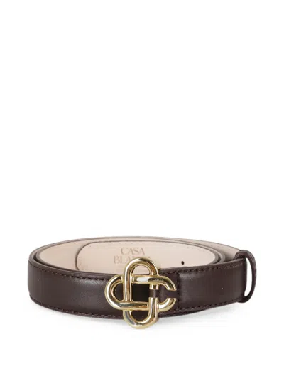 Casablanca Monogram Leather Buckle Belt In Brown